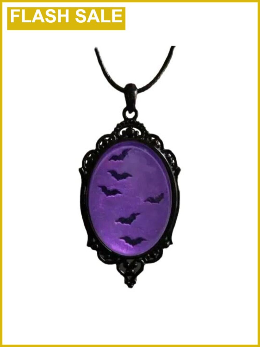 Gothic Cameo Necklace Stardust Crystal Pendant Teardrop Halloween Jewelry
